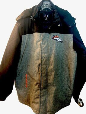 NFL Denver Broncos On Field Thick Storm Parka Coat Hood Sz XL-Excellent Conditio